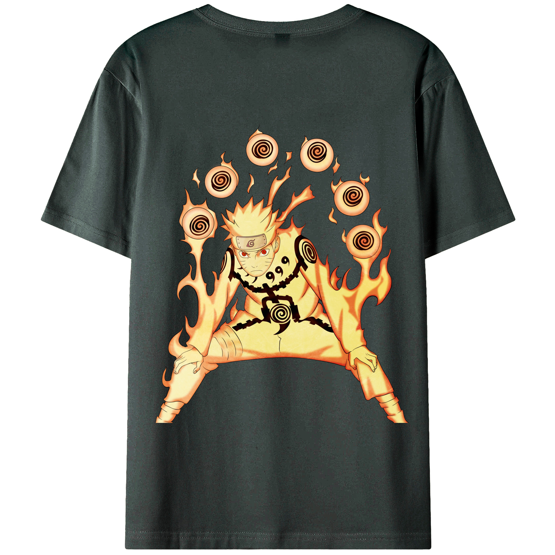 （画像用） NARUTO -ナルト- うずまき ナルト Uzumaki Naruto 綿100％ メンズ半袖Tシャツ（バックプリント） 通気性